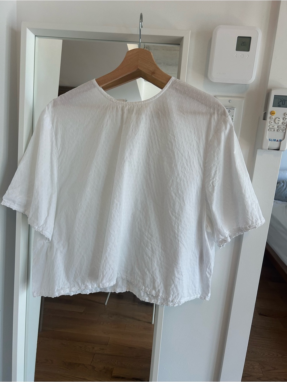 Women's White Short-Sleeve Boxy Blouse